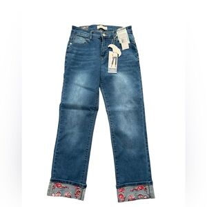 Angels of Difference slim straight leg embroidered hem new with tag size 6